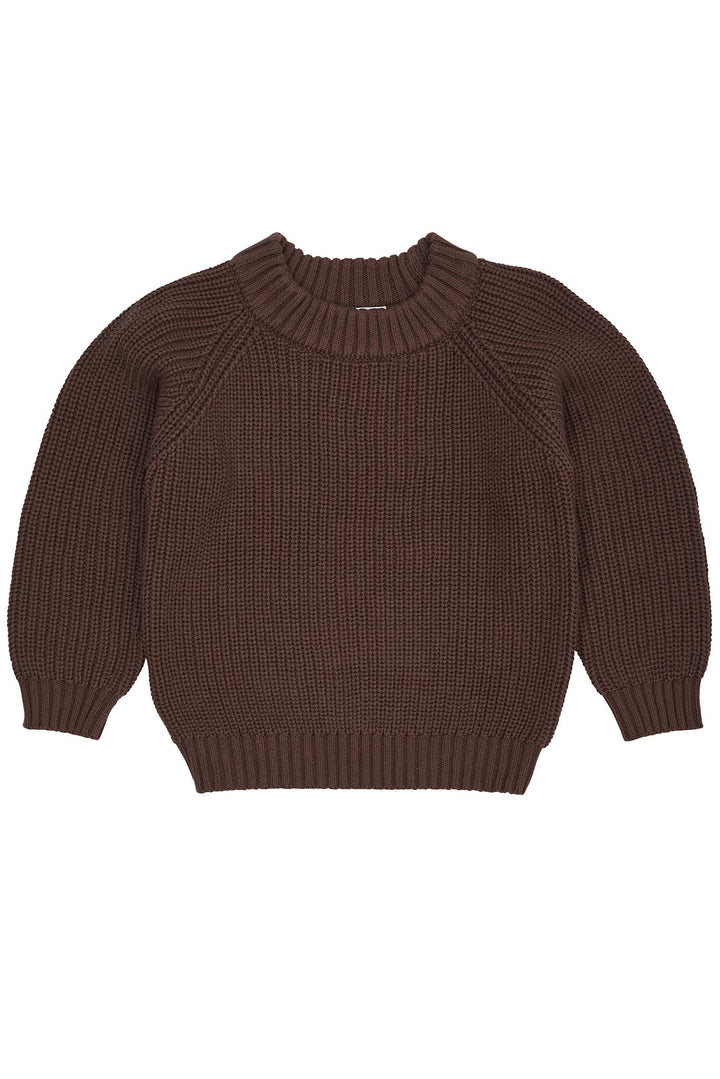 KLASSISK STRIKKET BLUSE - DK.BROWN