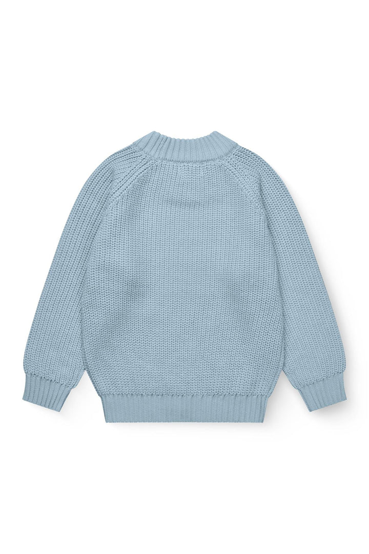 KLASSISK STRIKKET BLUSE - DUSTY BLUE