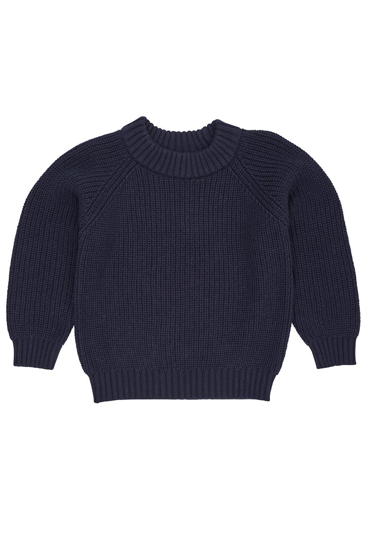 KLASSISK STRIKKET BLUSE - NAVY