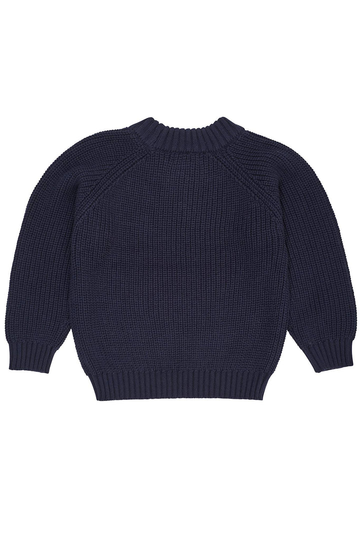 KLASSISK STRIKKET BLUSE - NAVY