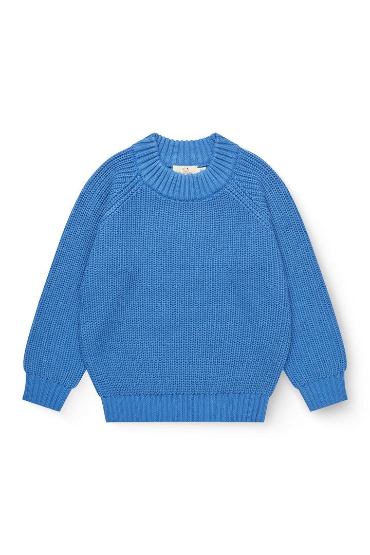 KLASSISK STRIKKET BLUSE - SHARP BLUE