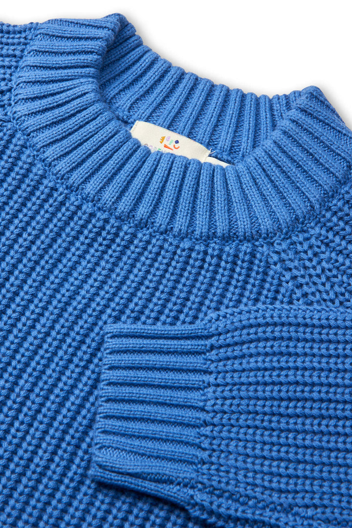 KLASSISK STRIKKET BLUSE - SHARP BLUE