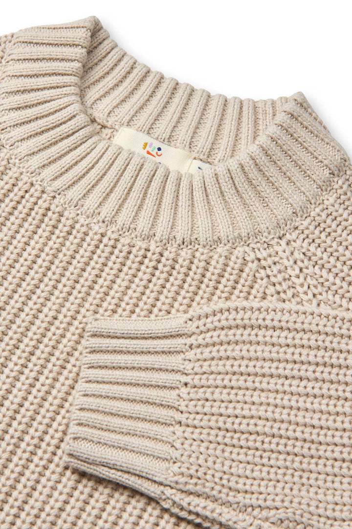 KLASSISK STRIKKET BLUSE - SAND