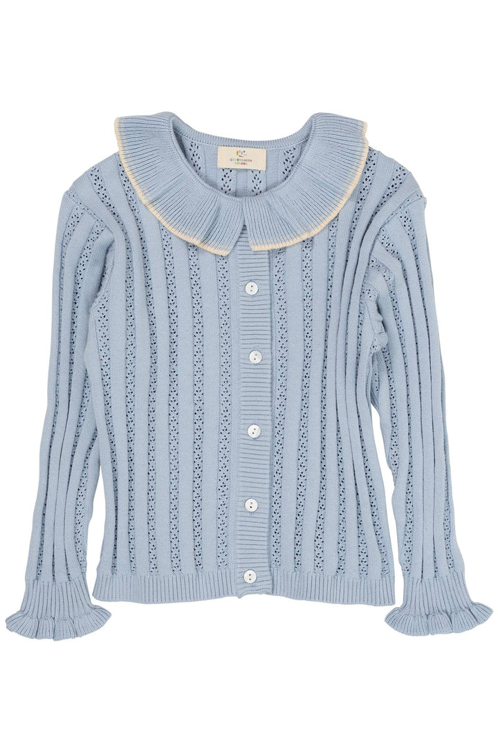 POINTELLE CARDIGAN M. KRAVE - DUSTY BLUE