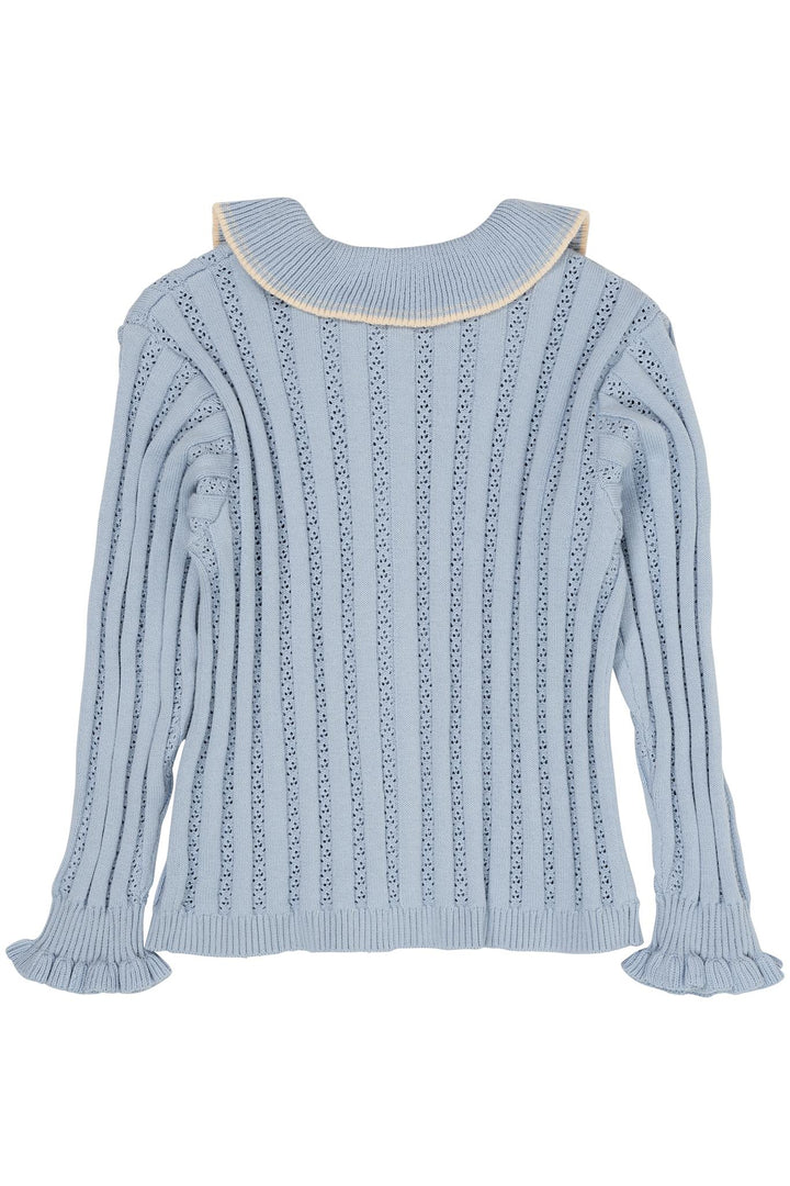 POINTELLE CARDIGAN M. KRAVE - DUSTY BLUE