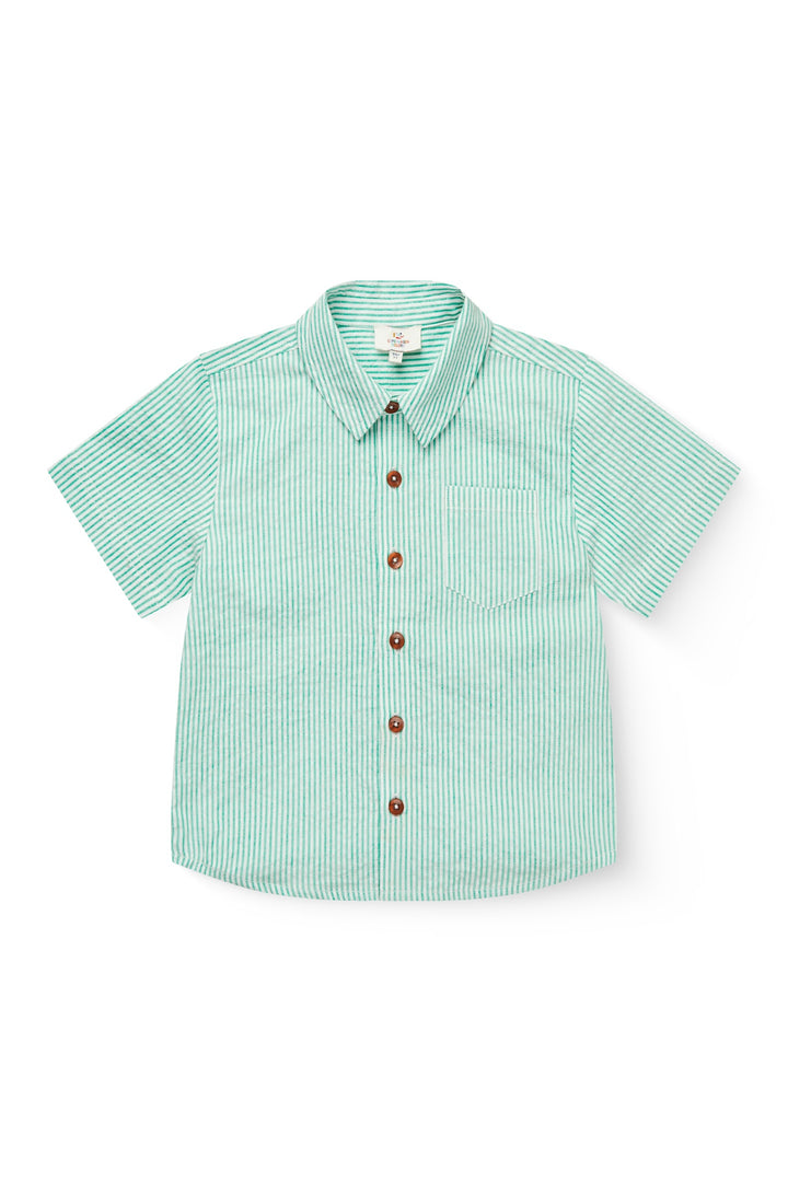 BÆK OG BØGLE BLUSE - SHARP GREEN W CREAM STRIPE