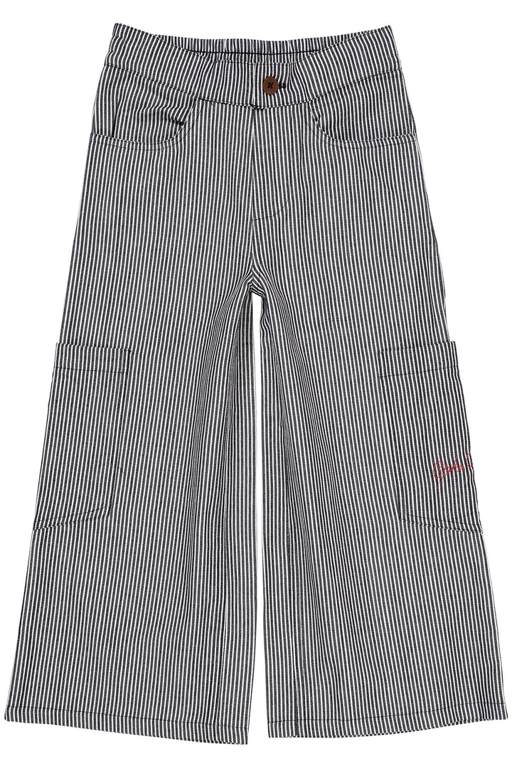 STRIBET LØSE BUKSER - NAVY STRIPE