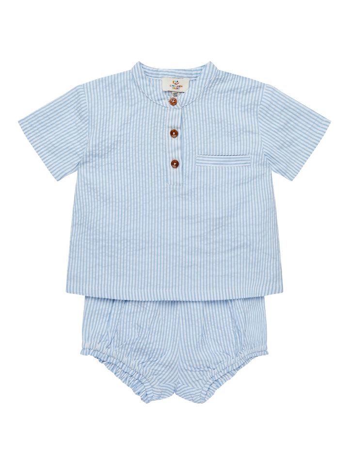 BÆK AND BØLGE BABY SET - SKY BLUE W CREAM STRIPE