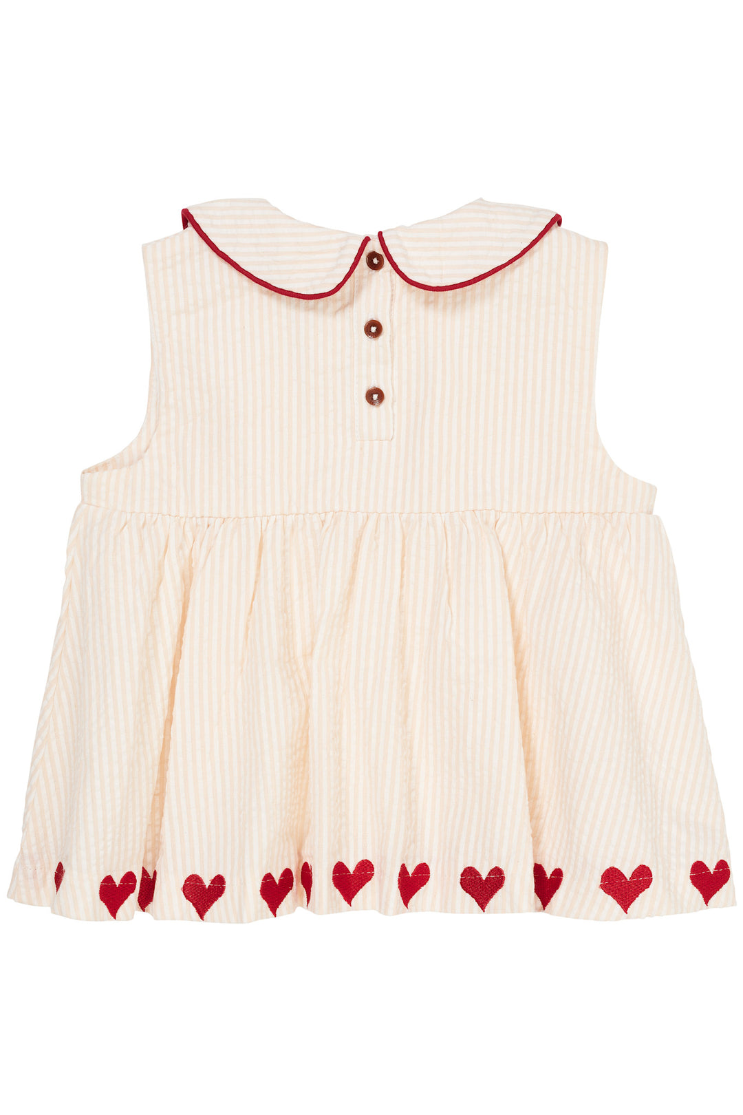 BÆK OG BØLGE BLUSE M. HJERTER - DUSTY ROSE W CREAM STRIPE W. BERRY