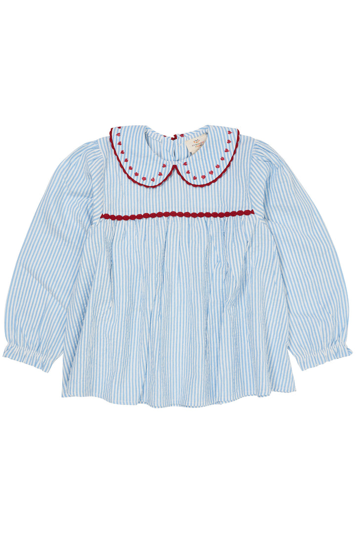 TUNIKA M. HJERTER - SKY BLUE W CREAM STRIPE W BERRY