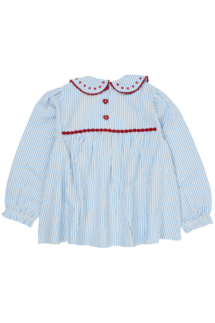 TUNIKA M. HJERTER - SKY BLUE W CREAM STRIPE W BERRY