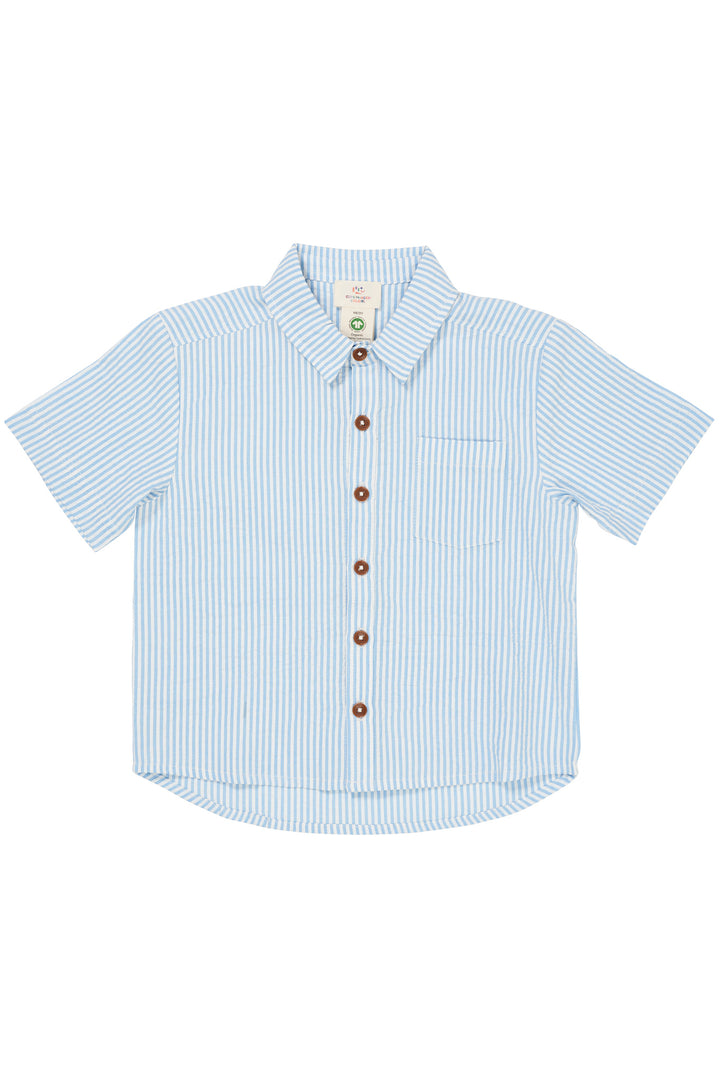 BÆK OG BØGLE BLUSE - SKY BLUE W CREAM STRIPE