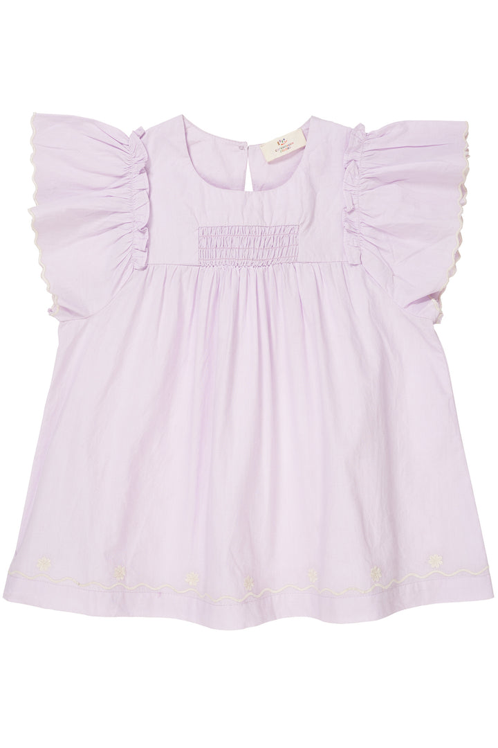 POPLIN BLUSE M. FRÆSE ÆRMER - LAVENDER COMB.