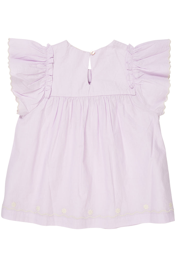 POPLIN BLUSE M. FRÆSE ÆRMER - LAVENDER COMB.