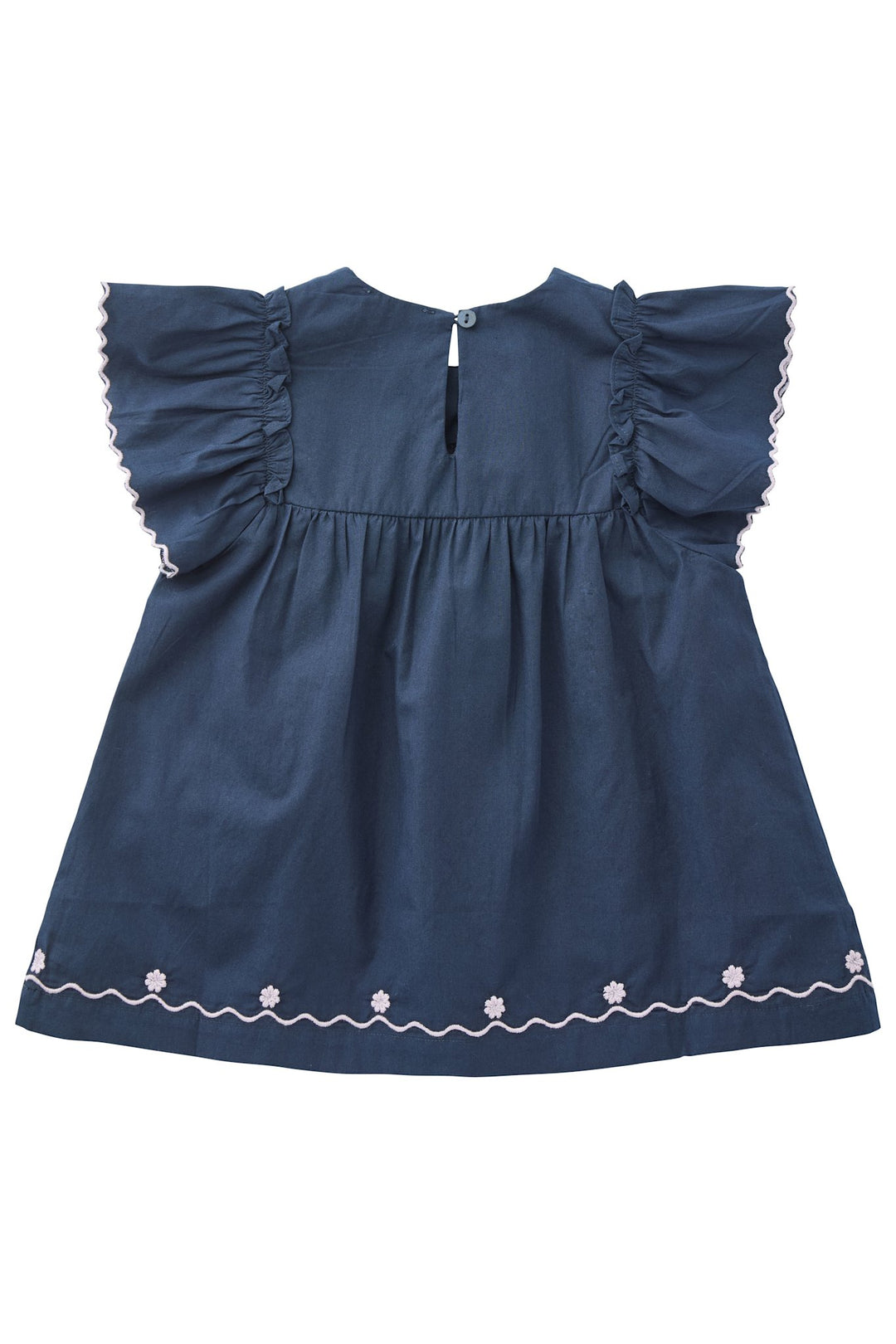POPLIN BLUSE M. FRÆSE ÆRMER - NAVY COMB.