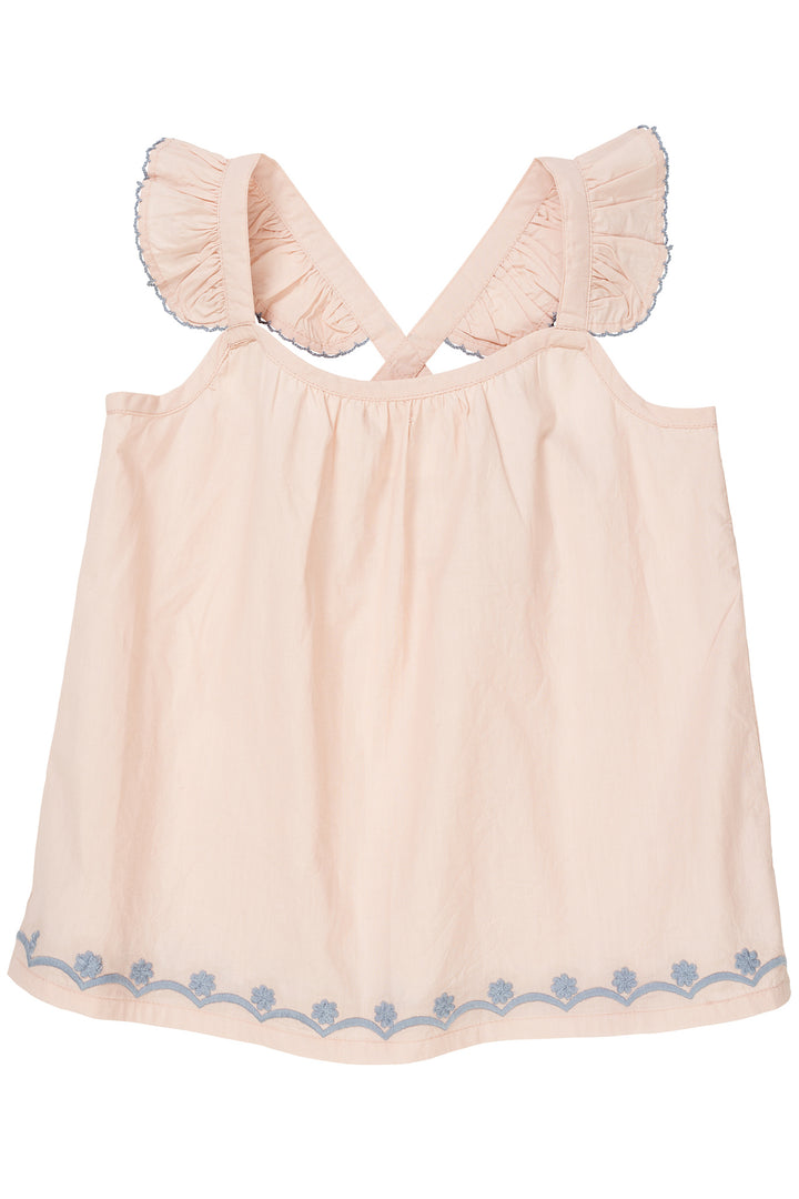 POPLIN FRILL TOP M. BRODERI - DUSTY ROSE COMB