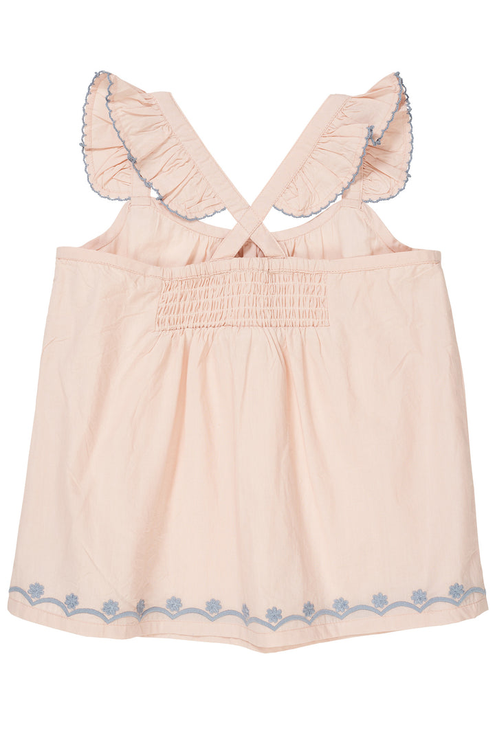 POPLIN FRILL TOP M. BRODERI - DUSTY ROSE COMB