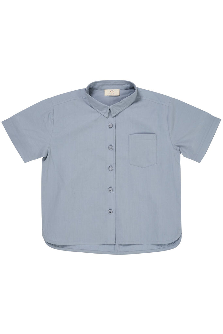 POPLIN T-SHIRT - DUSTY BLUE