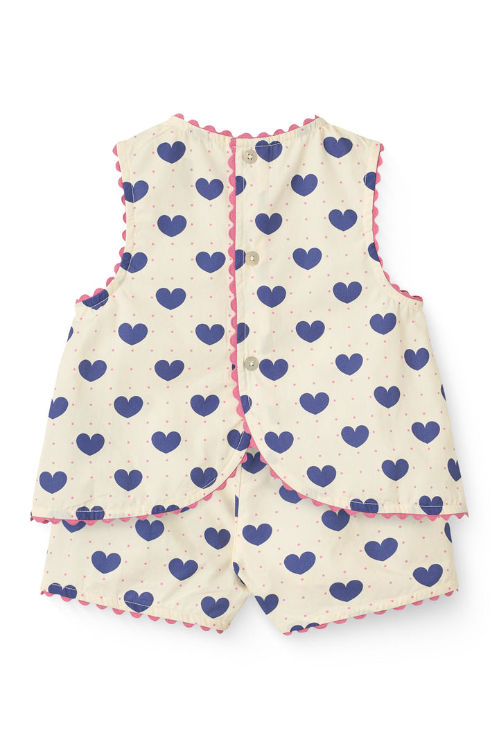 BLUSE OG SHORTS SET M. HJERTER - HEART AOP OCEAN