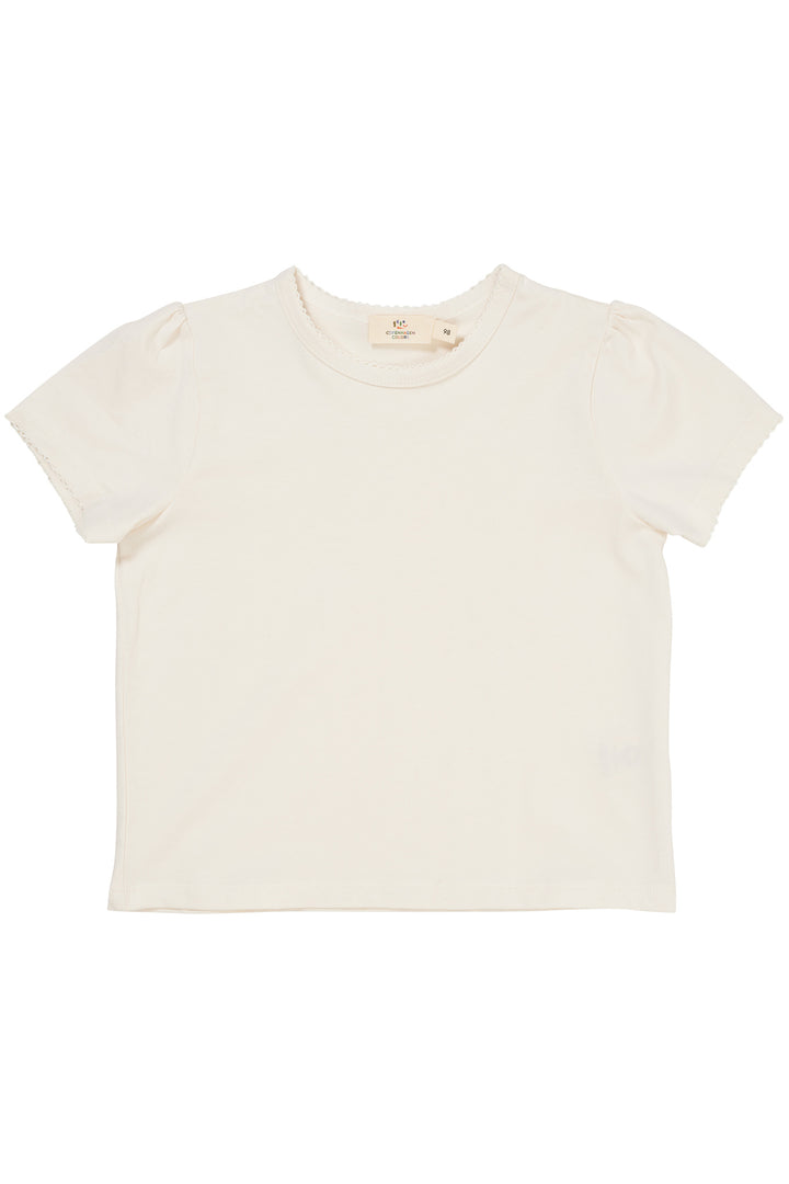 T-SHIRT MED FLÆSE ÆRME - CREAM