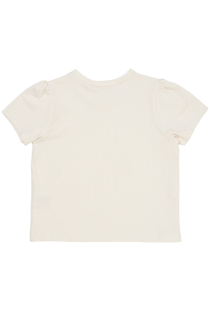 T-SHIRT MED FLÆSE ÆRME - CREAM