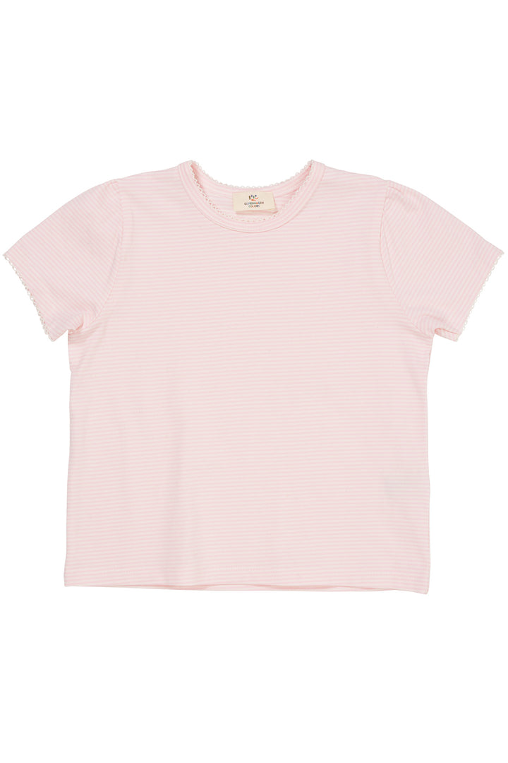 STRIBET T-SHIRT M. FLÆSE ÆRMER - BALLERINA/CREAM STRIPE