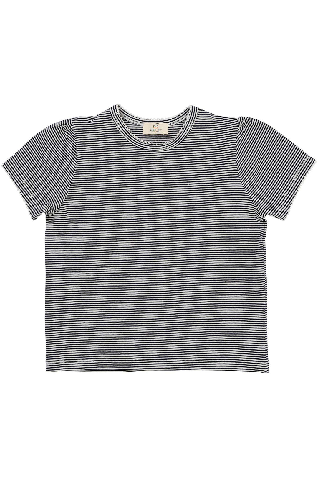 STRIBET T-SHIRT M. FLÆSE ÆRMER - NAVY/CREAM STRIPE