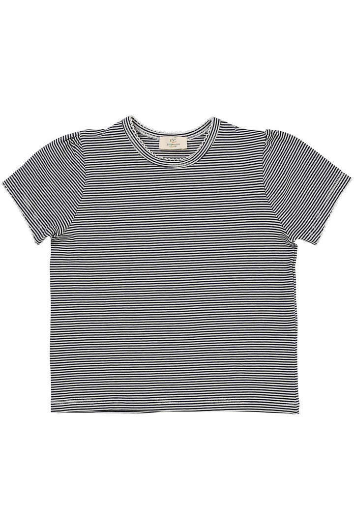 STRIBET T-SHIRT M. FLÆSE ÆRMER - NAVY/CREAM STRIPE
