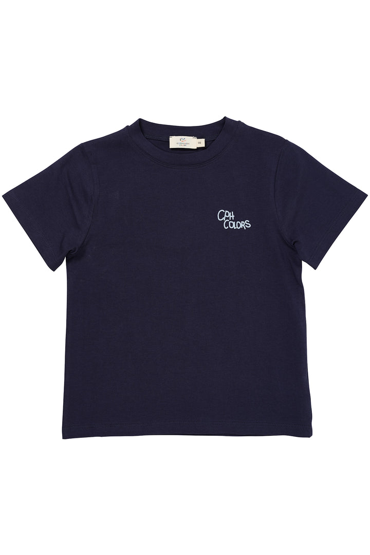 T-SHIRT MED PRINT OG BRODERI - NAVY STINGRAY