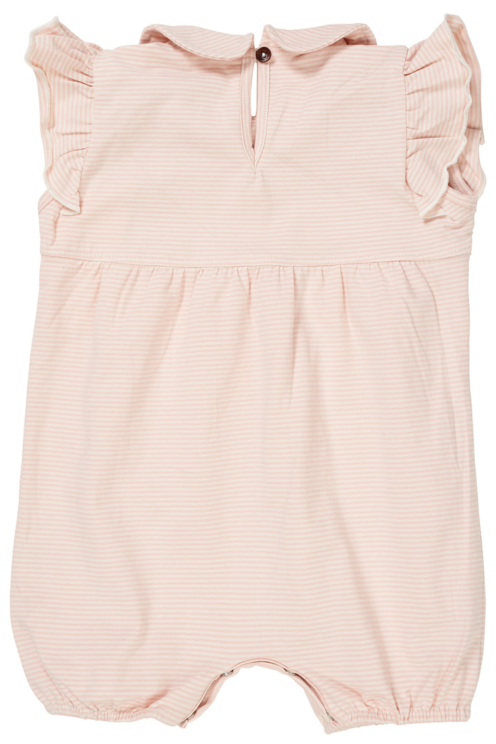 STRIBET ROMPER MED HJERTE BRODERI - DUSTY ROSE/CREAM STRIPE