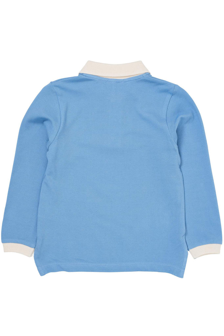 PIQUE POLO BLUSE M. LANGE ÆRMER - SKY BLUE COMB