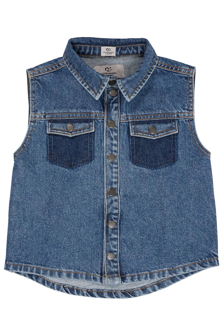 ORGANIC BOYISH DENIM VEST - INDIGO BLUE WASHED