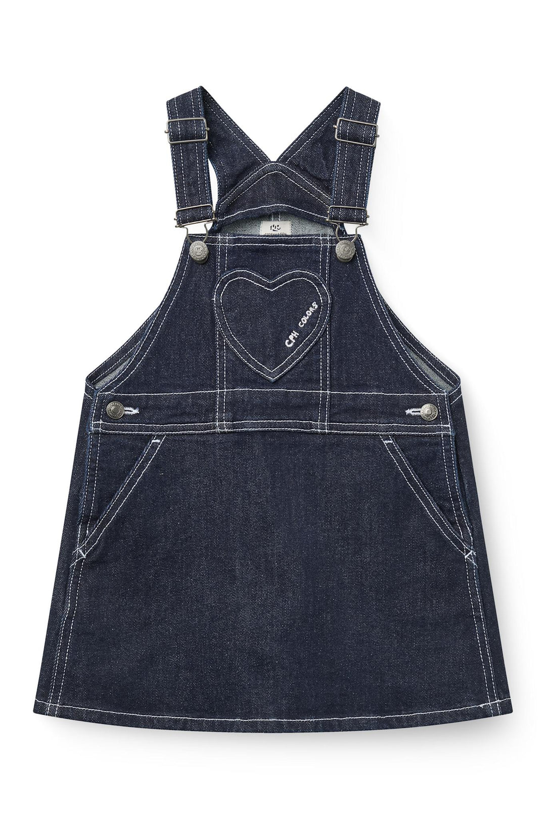 Økologisk Denim Spencerkjole m. Hjert - Raw Denim