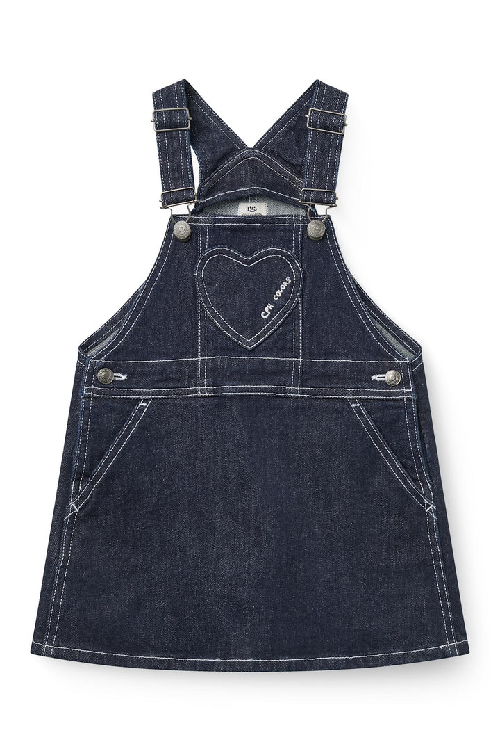 Økologisk Denim Spencerkjole m. Hjert - Raw Denim