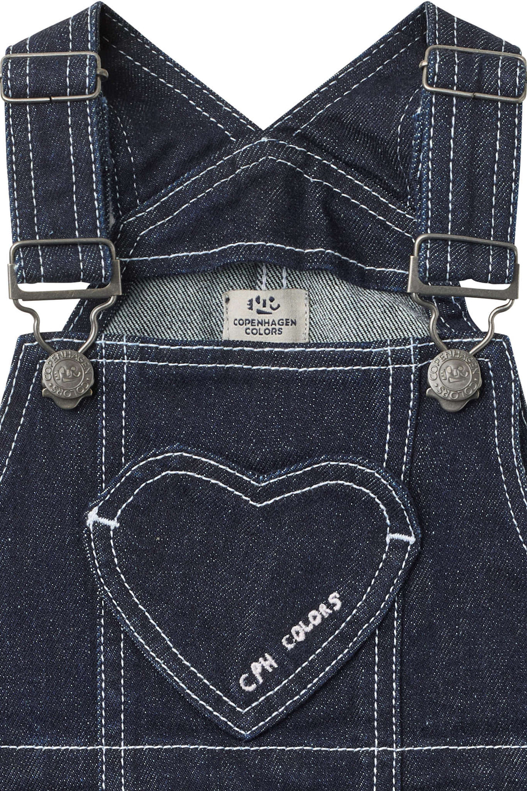 Økologisk Denim Spencerkjole m. Hjert - Raw Denim