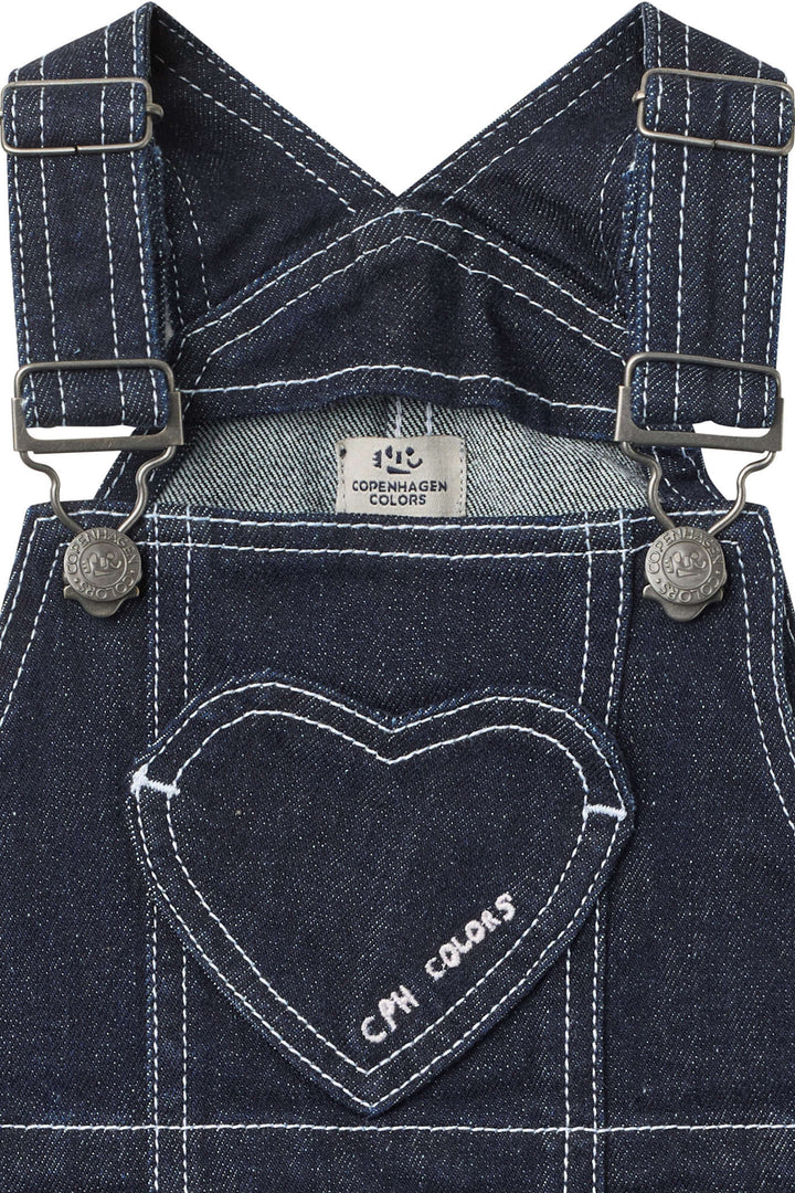 Økologisk Denim Spencerkjole m. Hjert - Raw Denim