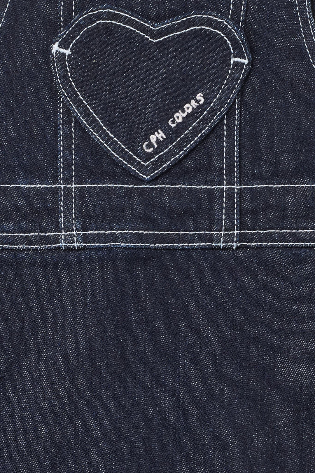 Økologisk Denim Spencerkjole m. Hjert - Raw Denim