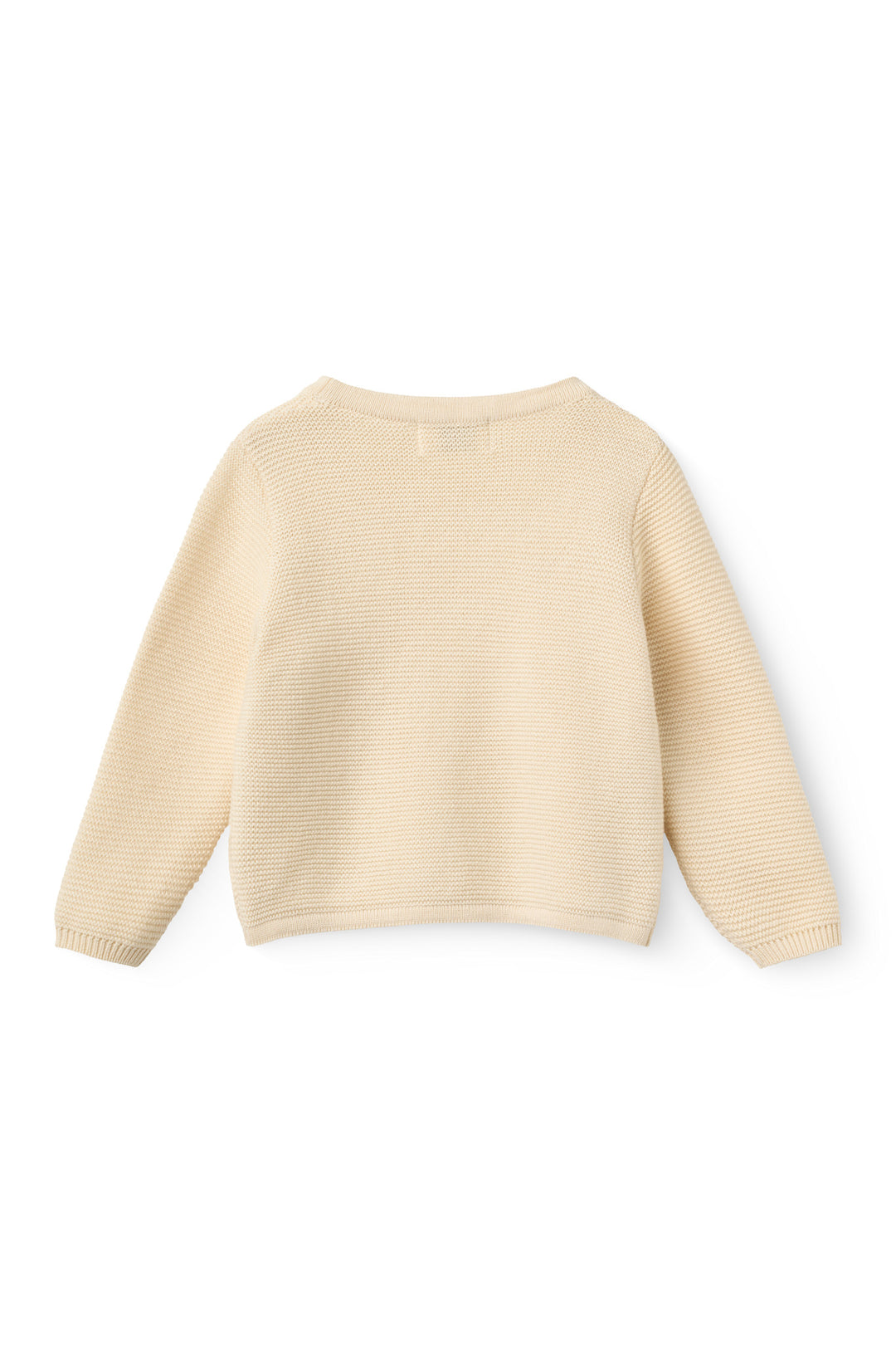 Bomuldsstrikket Baby cardigan m. skrå sidelukning - CREAM