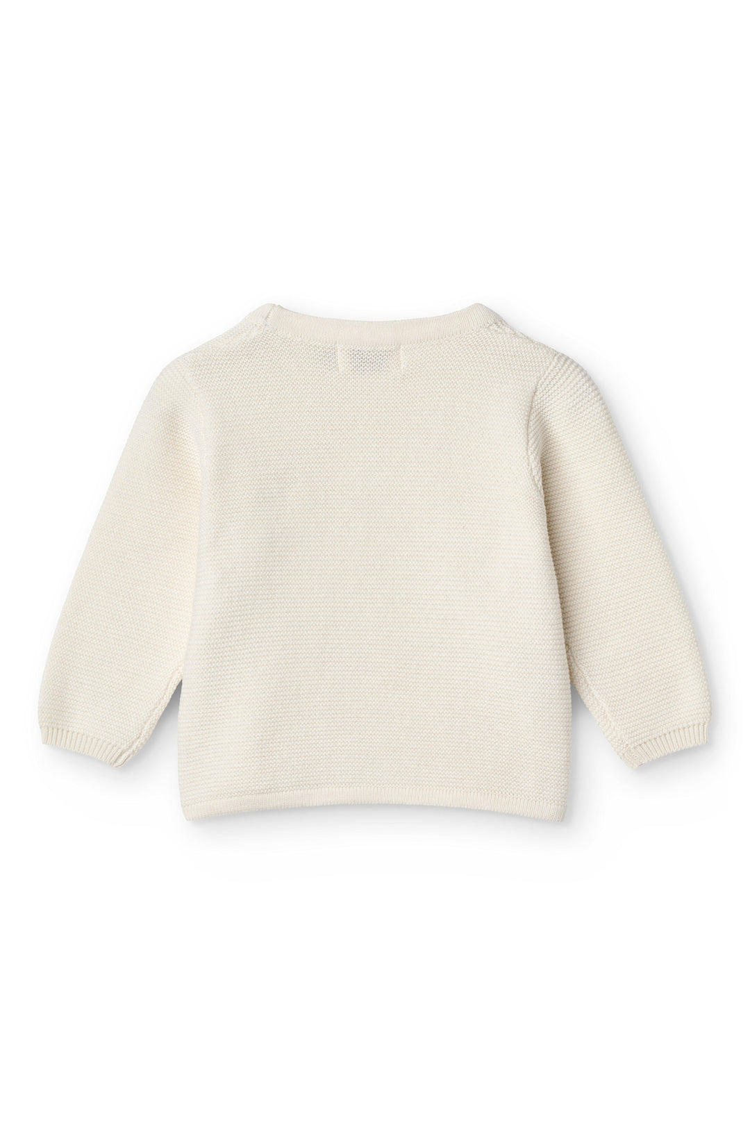 Bomuldsstrikket Baby cardigan m. skrå sidelukning - CREAM