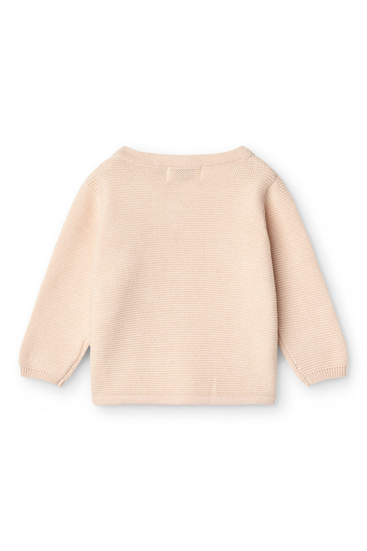 Bomuldsstrikket Baby cardigan m. skrå sidelukning - SOFT PINK