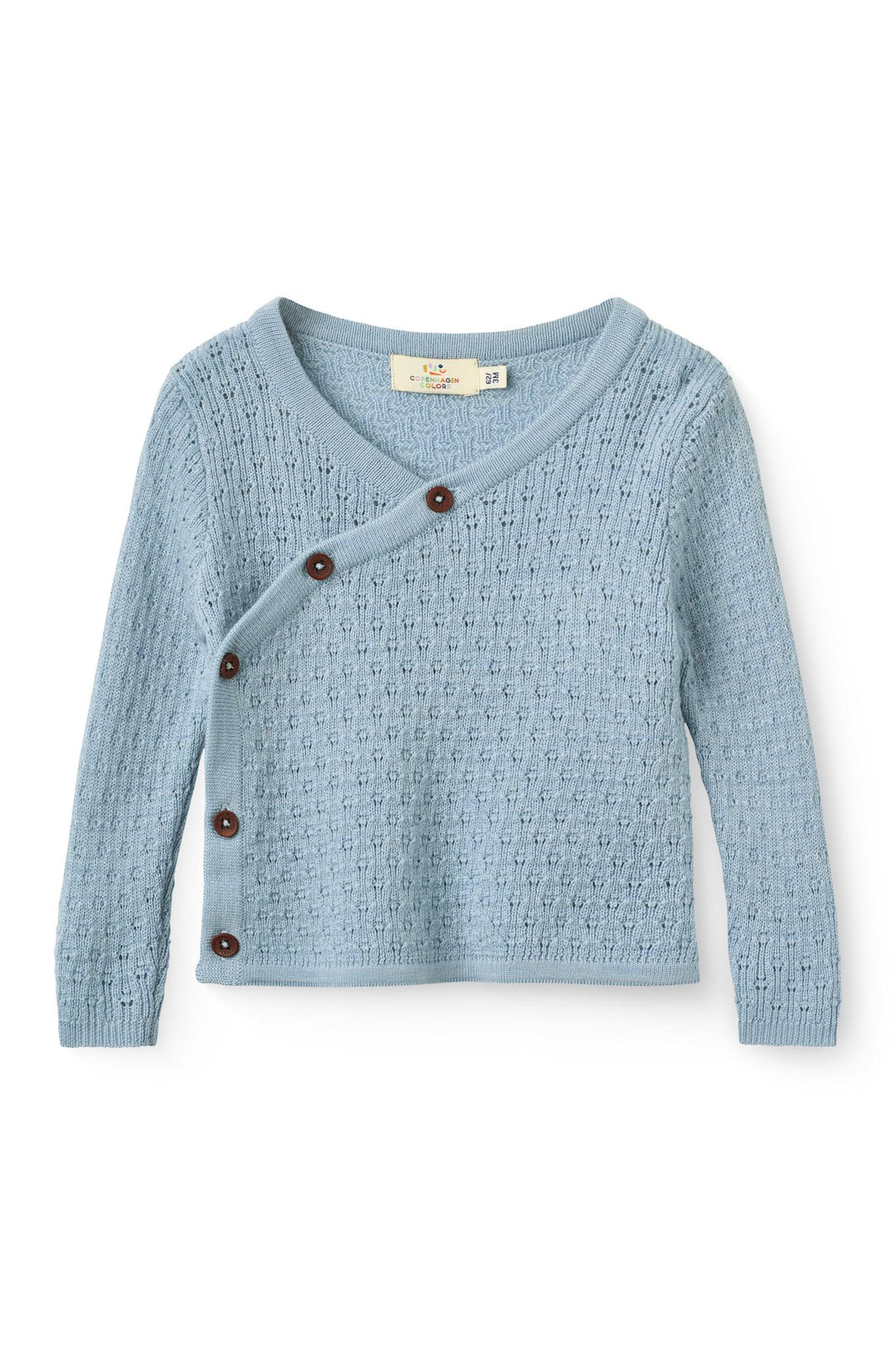 Merino Baby Cardigan Med Skrå Lukning - Dusty Blue