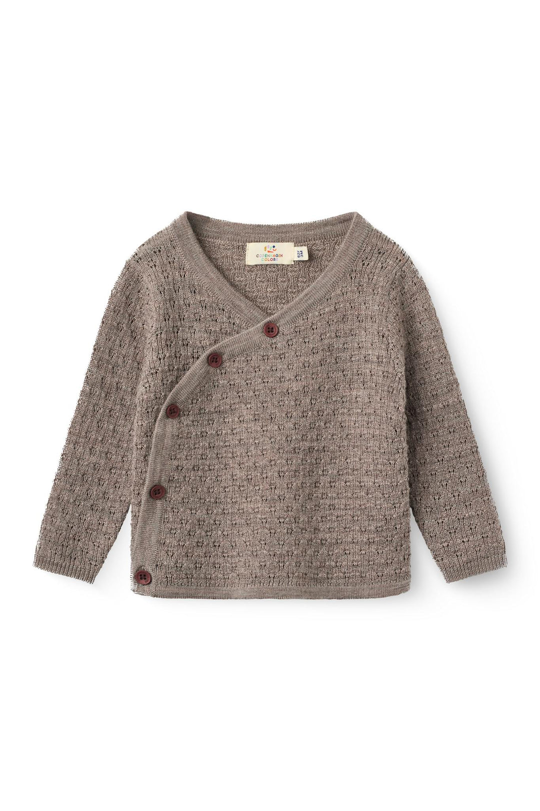 Merino Baby Cardigan Med Skrå Lukning - Natural Melange
