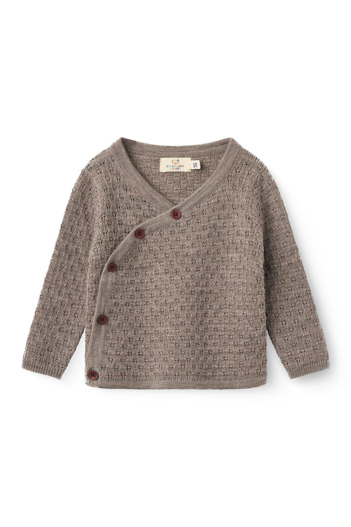 Merino Baby Cardigan Med Skrå Lukning - Natural Melange