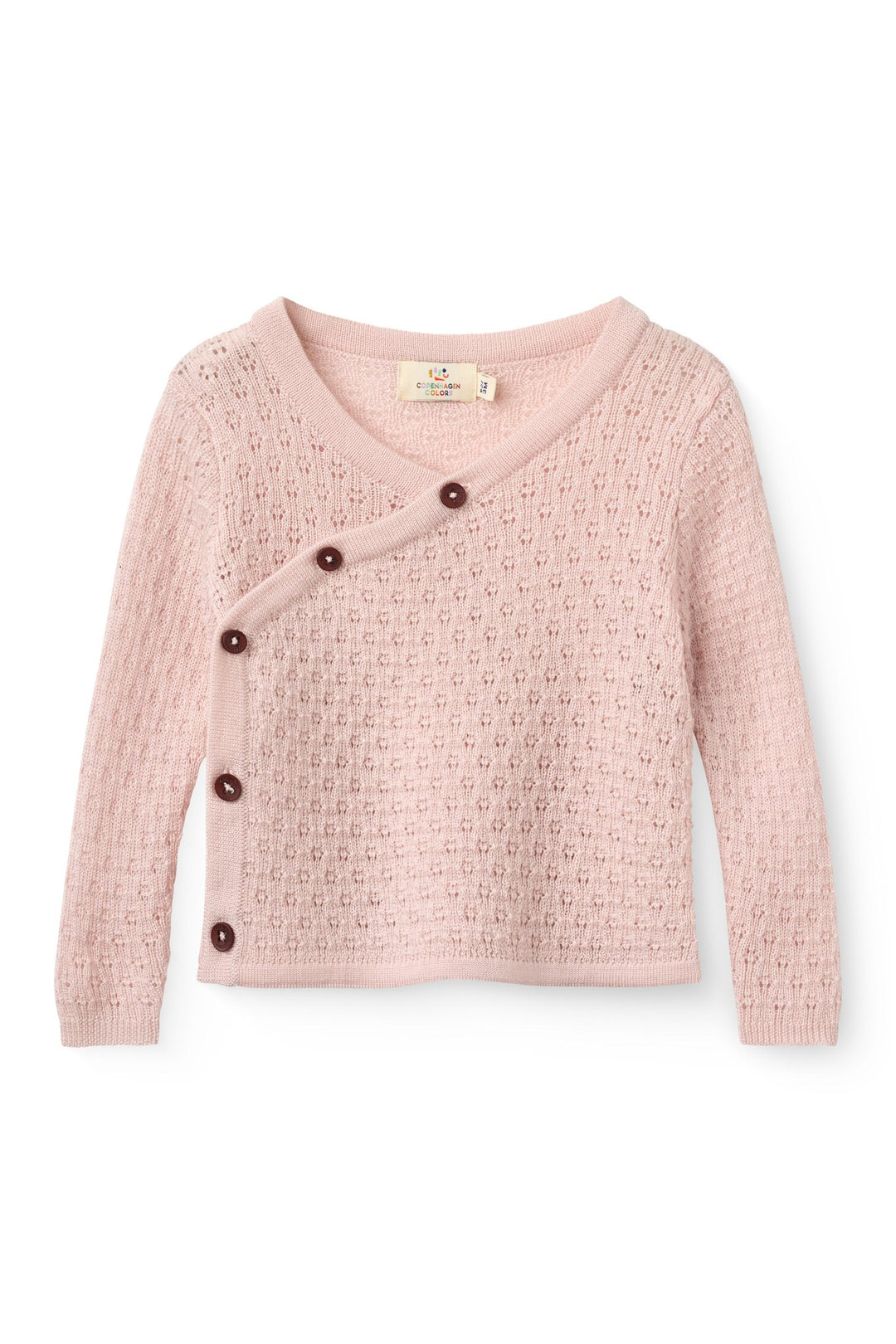 Merino Baby Cardigan Med Skrå Lukning - Soft Pink