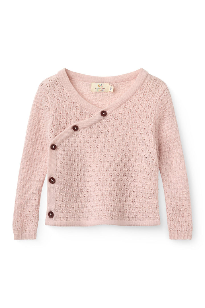 Merino Baby Cardigan Med Skrå Lukning - Soft Pink