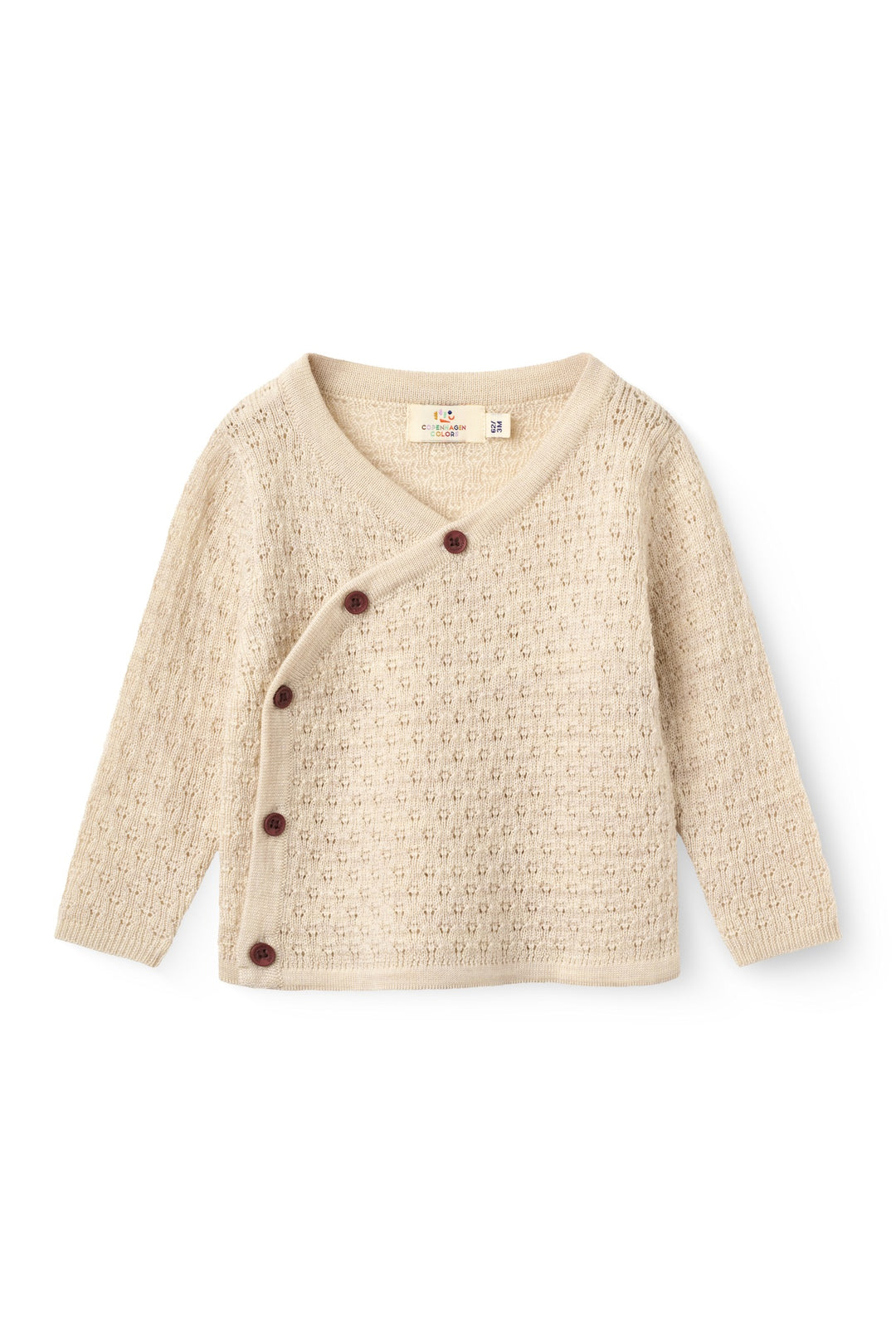 Merino Baby Cardigan Med Skrå Lukning - Pale Cream Melange