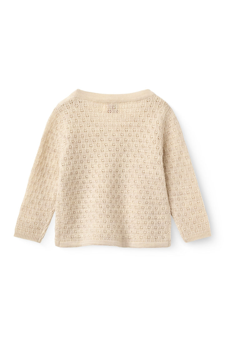 Merino Baby Cardigan Med Skrå Lukning - Pale Cream Melange