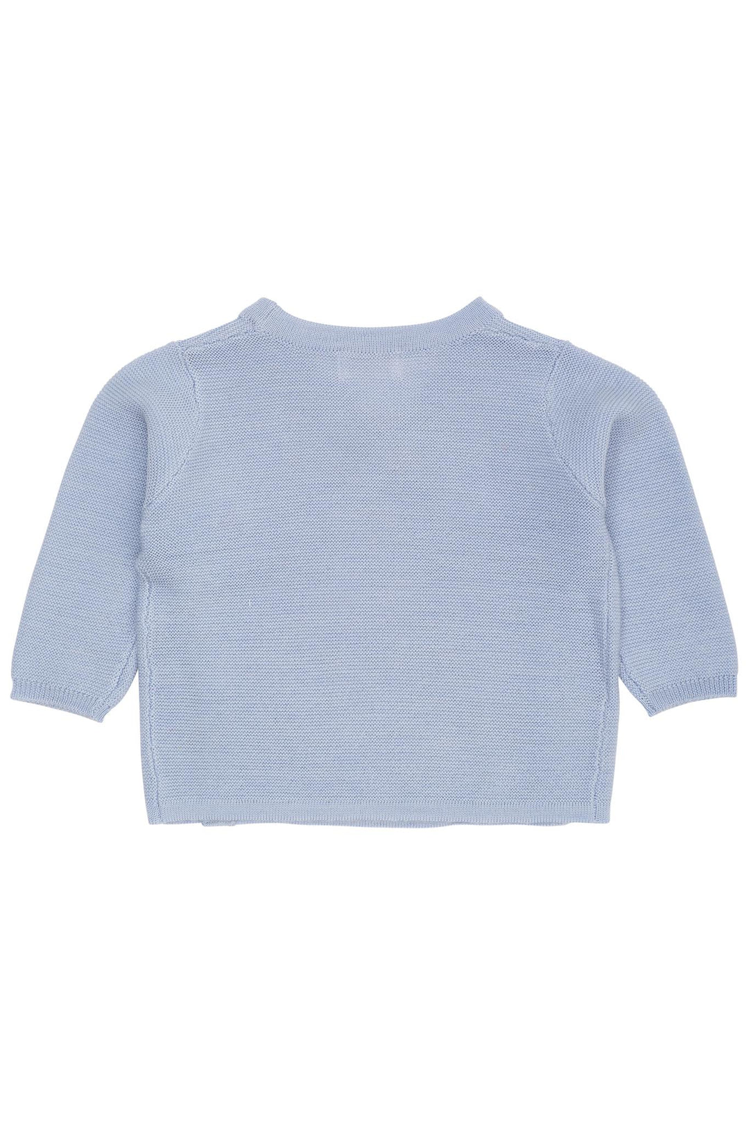 VRANGSTRIKKET BABY CARDIGAN I MERINOULD - DUSTY BLUE