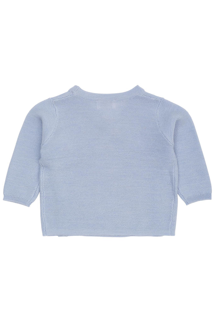 VRANGSTRIKKET BABY CARDIGAN I MERINOULD - DUSTY BLUE