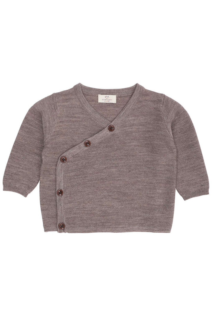 VRANGSTRIKKET BABY CARDIGAN I MERINOULD - NATURAL MEL